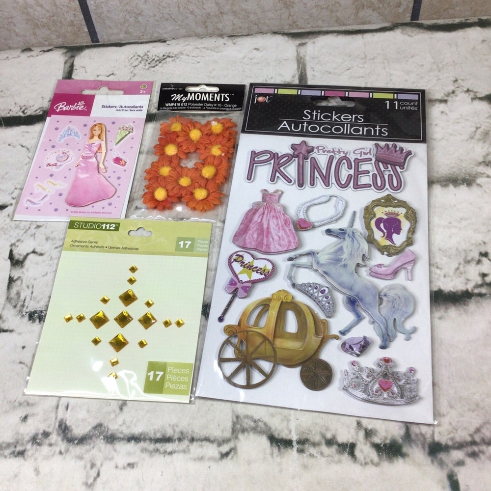 Scrapbooking Lot Barbie‎ Princess Jewels Stickers Embellishments Autocollants